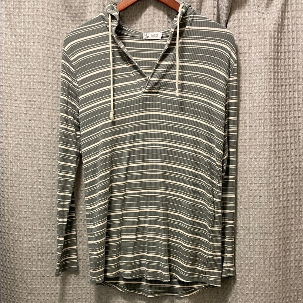Carve Designs Sage and Cream Striped Top